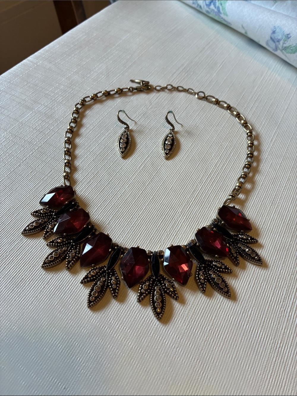 Chloe + Isabel Gold-Tone Necklace with Deep Red Gemstones